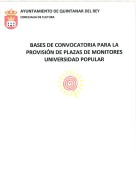 Bases de Convocatoria para la provisión de plazas de monitores Universidad Popular