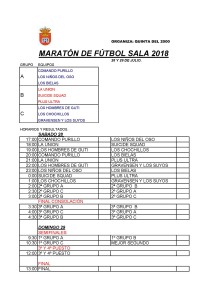 HORARIO MARATON FUTBOL SALA 2018